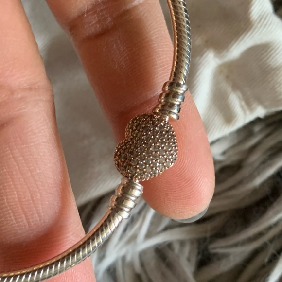 Pandora Rose Gold Pave Heart Clasp Bracelet w/ Super Mario Bros. Themed Charms. - Picture 7 of 14